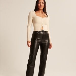 ABERCROMBIE CURVE LOVE VEGAN LEATHER ANKLE STRAIGHT PANTS